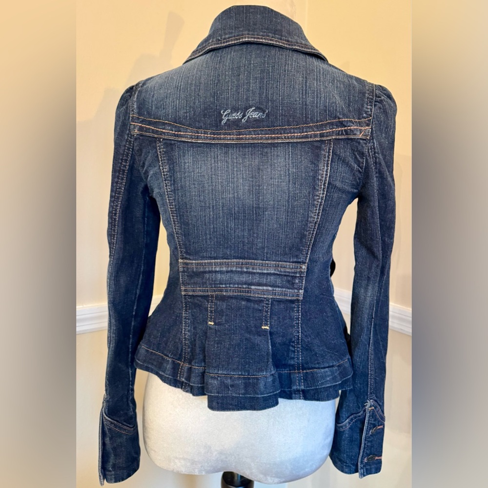 Vintage Guess Jeans Very Fitted Peplum Denim Jacket XS (on small side) - Picture 5 of 8